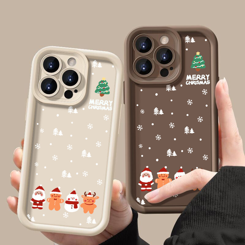 TPU maska s božićnim uzorkom za iPhone 16 15 Pro Max Plus 13 14 12 11 Pro Silikonska telefonska maska u boji slatkiša Soft Shell otporna na udarce