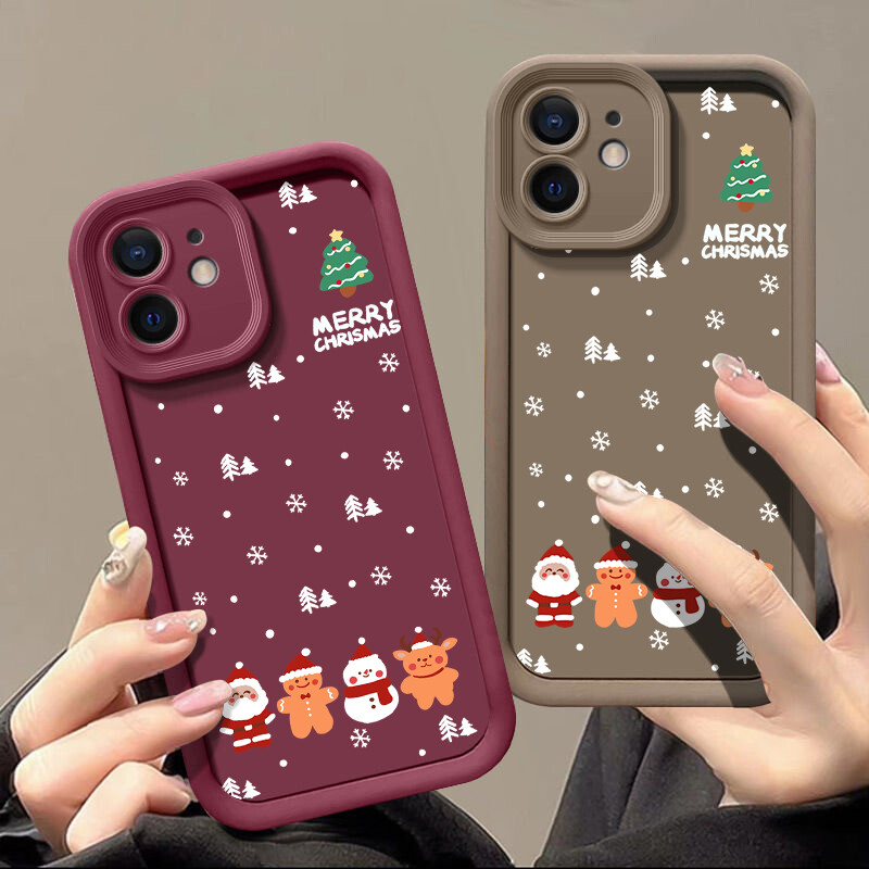 TPU maska s božićnim uzorkom za iPhone 16 15 Pro Max Plus 13 14 12 11 Pro Silikonska telefonska maska u boji slatkiša Soft Shell otporna na udarce