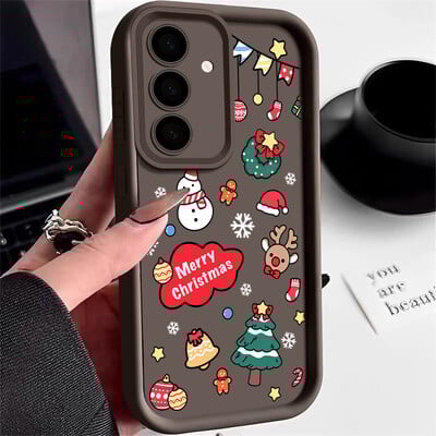 Priecīgus Ziemassvētkus karikatūru raksta futrālis Samsung Galaxy A55 A54 A53 A52 A14 A16 A35 A34 A25 A15 5G mīksts TPU silikona tālruņa vāciņš