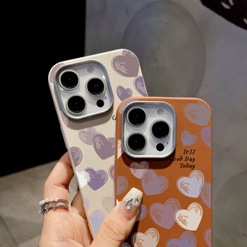 Love Heart Pattern Magnetic For MagSafe Δερμάτινη θήκη τηλεφώνου για iPhone 16 15 Pro Max 13 12 Pro 11 14 Απαλό κάλυμμα TPU