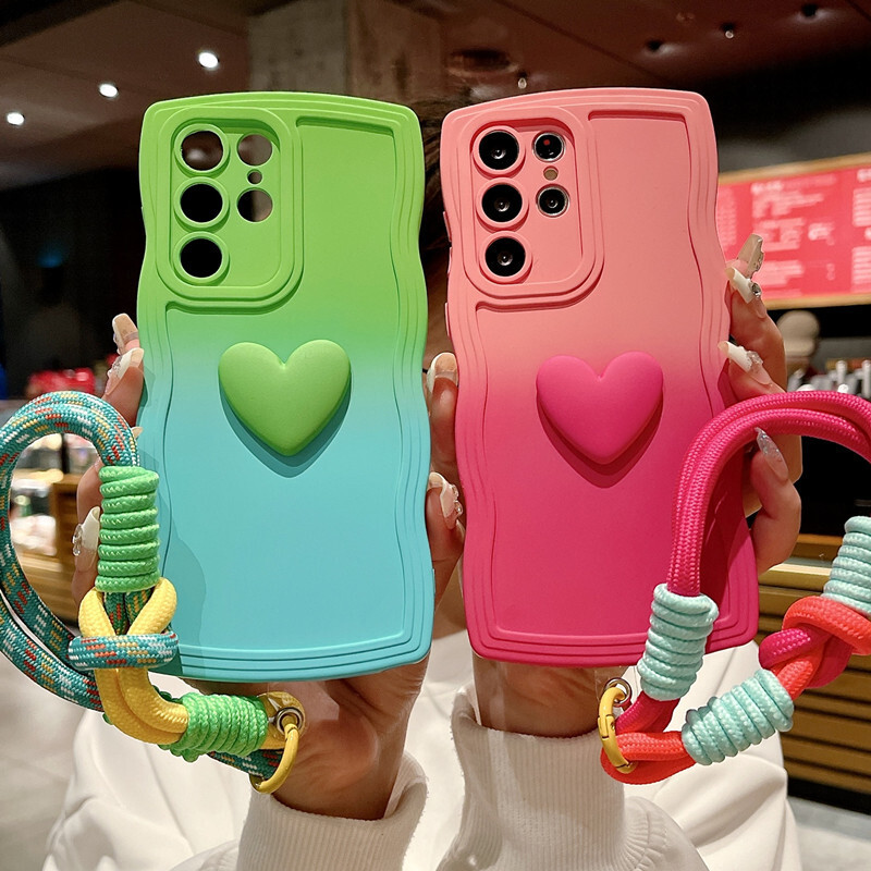 Love Heart Gradient narukvica za Samsung Galaxy S24 Ultra S23 S21 S20 FE S22 Plus Note 20 A55 A535 A25 A15 5G A05s A05