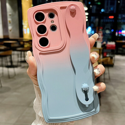 Gradient kovrčava valovita narukvica za Samsung Galaxy S24 Ultra S23 S21 S20 FE S22 Plus + Note 20 A55 A535 A25 A15 5G A05s A05