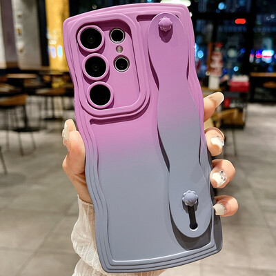 Gradient kovrčava valovita narukvica za Samsung Galaxy S24 Ultra S23 S21 S20 FE S22 Plus + Note 20 A55 A535 A25 A15 5G A05s A05