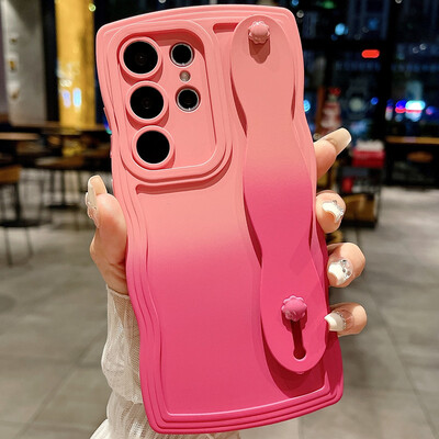 Gradient kovrčava valovita narukvica za Samsung Galaxy S24 Ultra S23 S21 S20 FE S22 Plus + Note 20 A55 A535 A25 A15 5G A05s A05