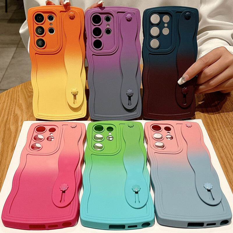 Gradient kovrčava valovita narukvica za Samsung Galaxy S24 Ultra S23 S21 S20 FE S22 Plus + Note 20 A55 A535 A25 A15 5G A05s A05