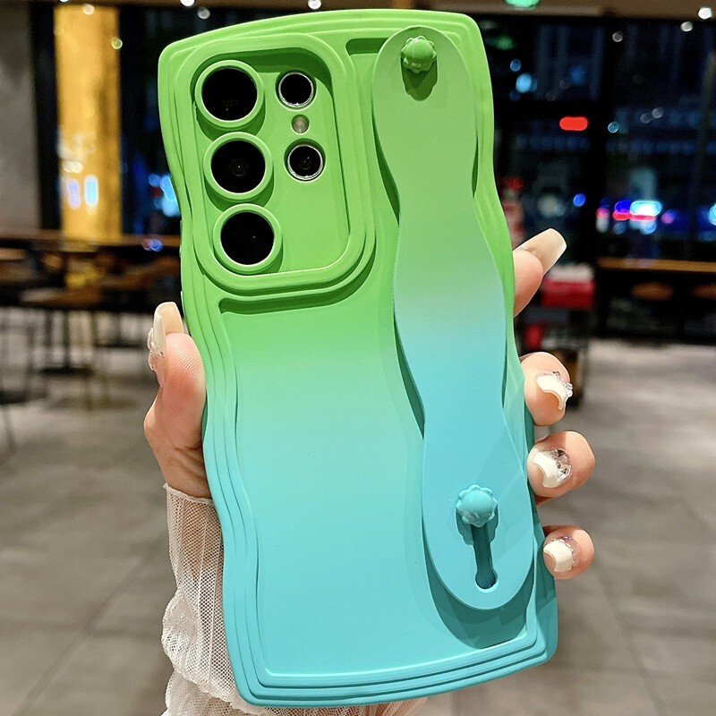 Gradient kovrčava valovita narukvica za Samsung Galaxy S24 Ultra S23 S21 S20 FE S22 Plus + Note 20 A55 A535 A25 A15 5G A05s A05