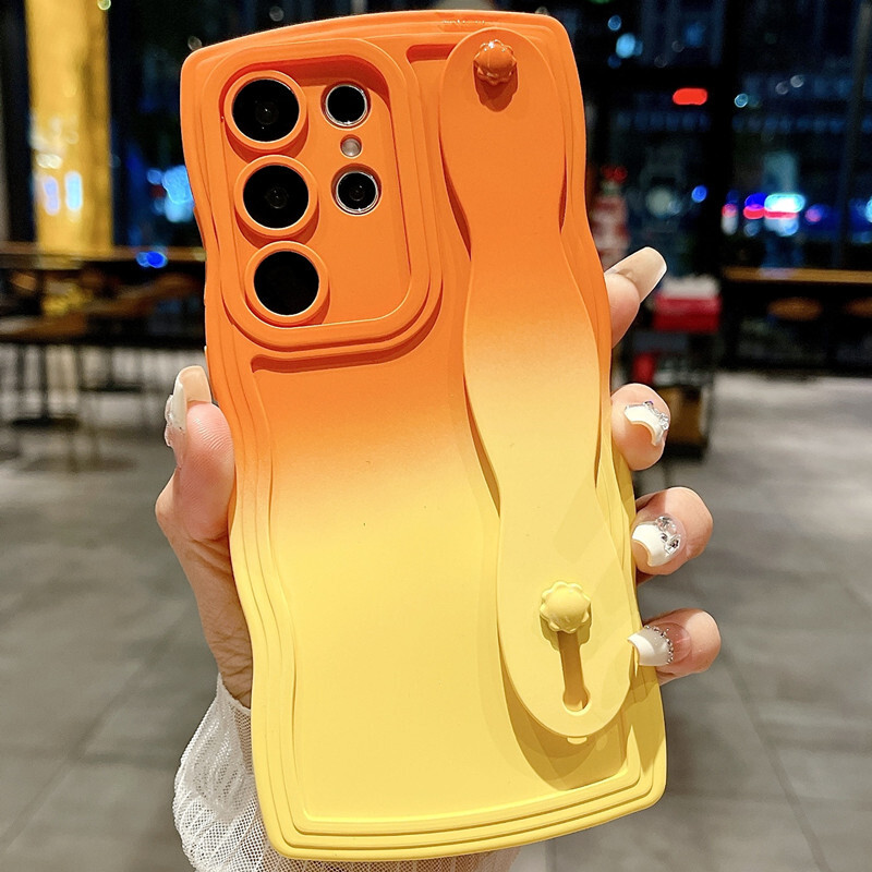 Gradient kovrčava valovita narukvica za Samsung Galaxy S24 Ultra S23 S21 S20 FE S22 Plus + Note 20 A55 A535 A25 A15 5G A05s A05