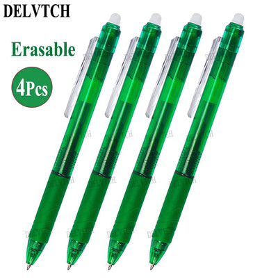 4 buc/set 0,7 mm stilou gel șters, mâner retractabil, birou, școală, papetărie, albastru, negru, roșu, cartuș de cerneală, tije de reumplere