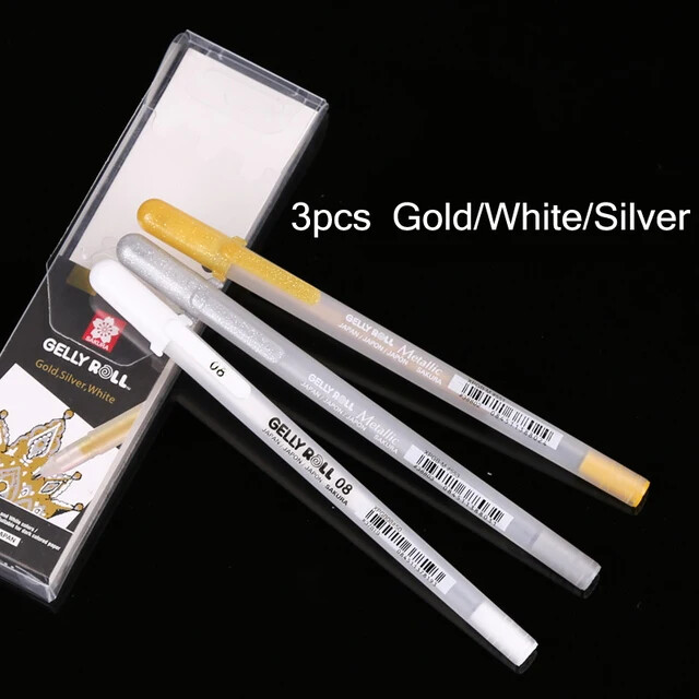 Sakura set od 3 komada Gelly Roll Classic Highlight Pen Gel Ink Olovke Bright White Pen Sketch Marker Golden Srebrni Highlighting