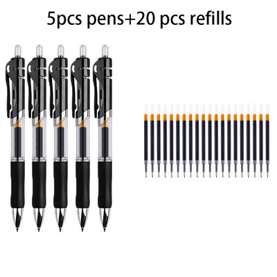 Set zamjenjivih gel olovki od 25 komada 0,5 mm crna/crvena/plava kemijska olovka velikog kapaciteta Drška za punjenje Štap Školski uredski pribor Posao