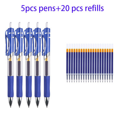 Set zamjenjivih gel olovki od 25 komada 0,5 mm crna/crvena/plava kemijska olovka velikog kapaciteta Drška za punjenje Štap Školski uredski pribor Posao
