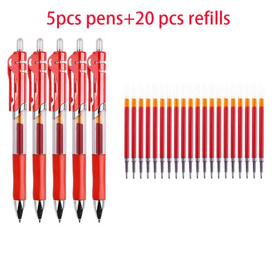 Set zamjenjivih gel olovki od 25 komada 0,5 mm crna/crvena/plava kemijska olovka velikog kapaciteta Drška za punjenje Štap Školski uredski pribor Posao