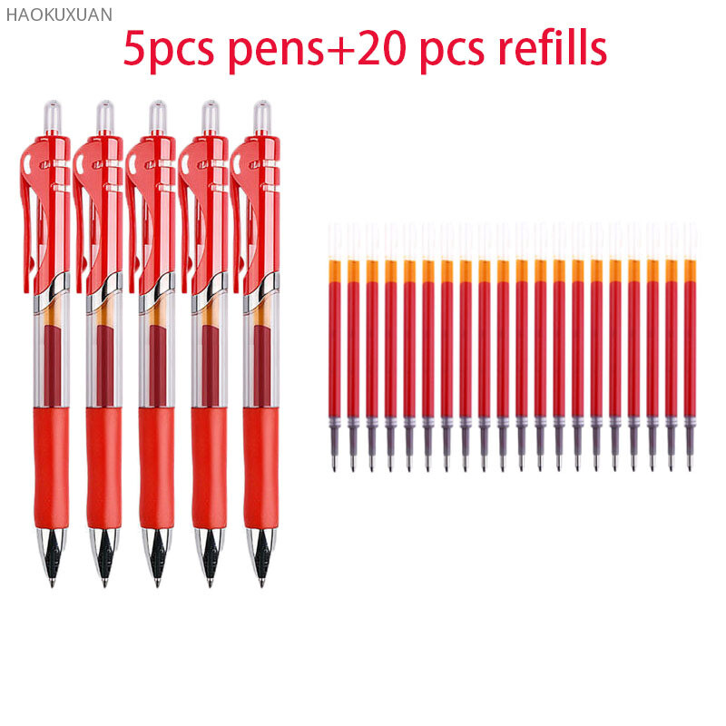 Set zamjenjivih gel olovki od 25 komada 0,5 mm crna/crvena/plava kemijska olovka velikog kapaciteta Drška za punjenje Štap Školski uredski pribor Posao