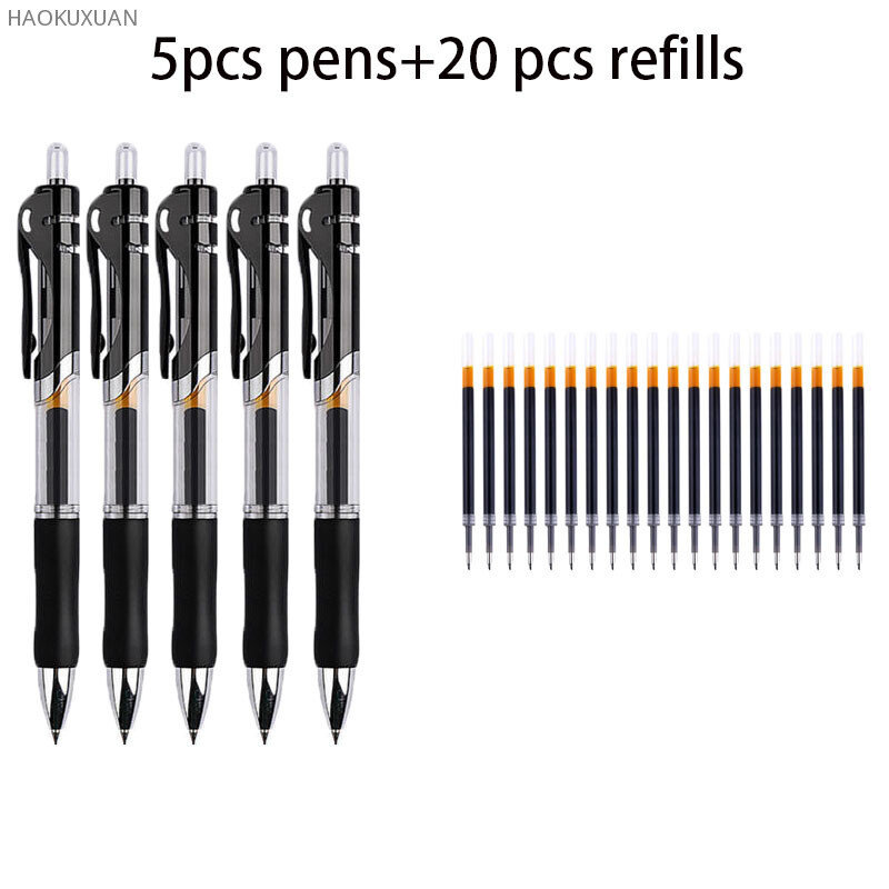 Set zamjenjivih gel olovki od 25 komada 0,5 mm crna/crvena/plava kemijska olovka velikog kapaciteta Drška za punjenje Štap Školski uredski pribor Posao