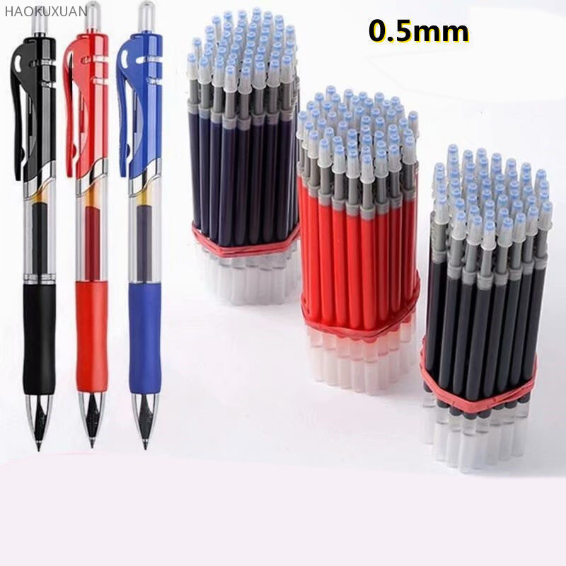 Set zamjenjivih gel olovki od 25 komada 0,5 mm crna/crvena/plava kemijska olovka velikog kapaciteta Drška za punjenje Štap Školski uredski pribor Posao