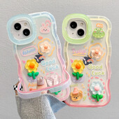 Cvjetna narukvica, lanac, držač za telefon, torbica za iPhone 15 14 13 12 11 Pro Max XS Max XR 3D žaba, zec, nosač, držač, poklopac postolja