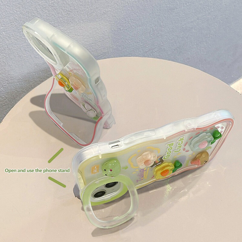 Cvjetna narukvica, lanac, držač za telefon, torbica za iPhone 15 14 13 12 11 Pro Max XS Max XR 3D žaba, zec, nosač, držač, poklopac postolja