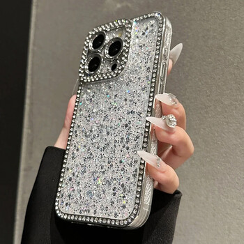 Πολυτελής θήκη διαμαντιού Bling Glitter για iPhone 16 15 14 13 12 11 Pro Max Plus Γυαλιστερό ηλεκτρικό κάλυμμα τηλεφώνου προφυλακτήρα