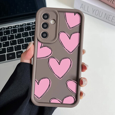 Калъф с каишка за закачане на китката с верижка за Samsung S24 S23 S22 S21 Plus Ultra S20 FE A50 A05 A10 11 03 04 30 20 Капак за ремък с любовно сърце