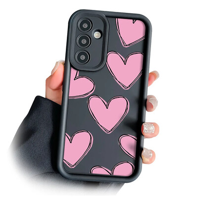 Калъф с каишка за закачане на китката с верижка за Samsung S24 S23 S22 S21 Plus Ultra S20 FE A50 A05 A10 11 03 04 30 20 Капак за ремък с любовно сърце