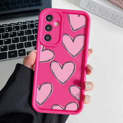 Калъф с каишка за закачане на китката с верижка за Samsung S24 S23 S22 S21 Plus Ultra S20 FE A50 A05 A10 11 03 04 30 20 Капак за ремък с любовно сърце