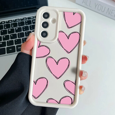 Калъф с каишка за закачане на китката с верижка за Samsung S24 S23 S22 S21 Plus Ultra S20 FE A50 A05 A10 11 03 04 30 20 Капак за ремък с любовно сърце