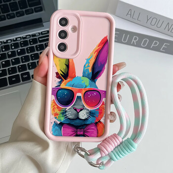 Cool Rabbit Wrist Chain Lanyard Case за Samsung A54 34 24 14 55 35 25 73 53 33 23 71 51 31 21 72 52 32 22 13 12 Калъф за закачане