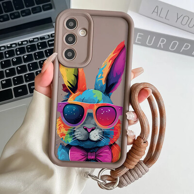 Cool Rabbit Wrist Chain Lanyard Case for Samsung A54 34 24 14 55 35 25 73 53 33 23 71 51 31 21 72 52 32 22 13 12 Hang Strap Case