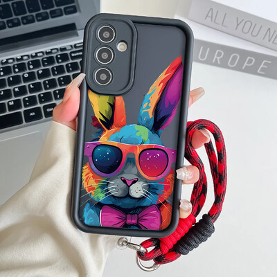 Cool Rabbit Wrist Chain Lanyard Case for Samsung A54 34 24 14 55 35 25 73 53 33 23 71 51 31 21 72 52 32 22 13 12 Hang Strap Case