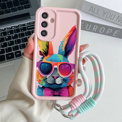 Cool Rabbit Wrist Chain Lanyard Case for Samsung A54 34 24 14 55 35 25 73 53 33 23 71 51 31 21 72 52 32 22 13 12 Hang Strap Case