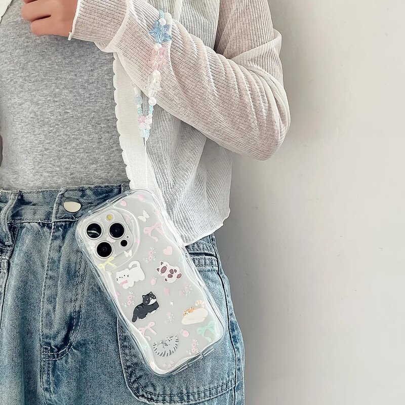 Θήκη τηλεφώνου με αλυσίδα για Samsung A25 35 55 24 15 54 34 14 23 13 31 73 53 33 22 10 20 30 50 12 32 52 72 51 71 21 κάλυμμα χαριτωμένης γάτας