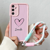 Telefonska torbica s lančićem za zapešće za Samsung A54 34 24 14 55 35 25 73 53 33 23 71 51 31 21 72 52 32 22 13 12 Pink Love Heart Cover