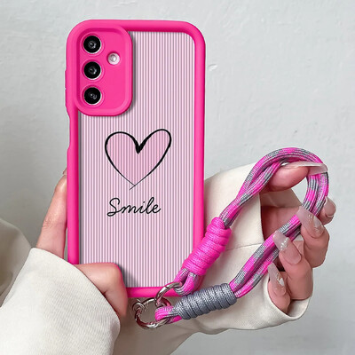 Telefonska torbica s lančićem za zapešće za Samsung A54 34 24 14 55 35 25 73 53 33 23 71 51 31 21 72 52 32 22 13 12 Pink Love Heart Cover