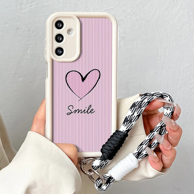 Telefonska torbica s lančićem za zapešće za Samsung A54 34 24 14 55 35 25 73 53 33 23 71 51 31 21 72 52 32 22 13 12 Pink Love Heart Cover