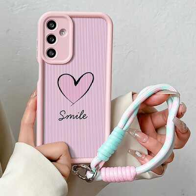 Telefonska torbica s lančićem za zapešće za Samsung A54 34 24 14 55 35 25 73 53 33 23 71 51 31 21 72 52 32 22 13 12 Pink Love Heart Cover