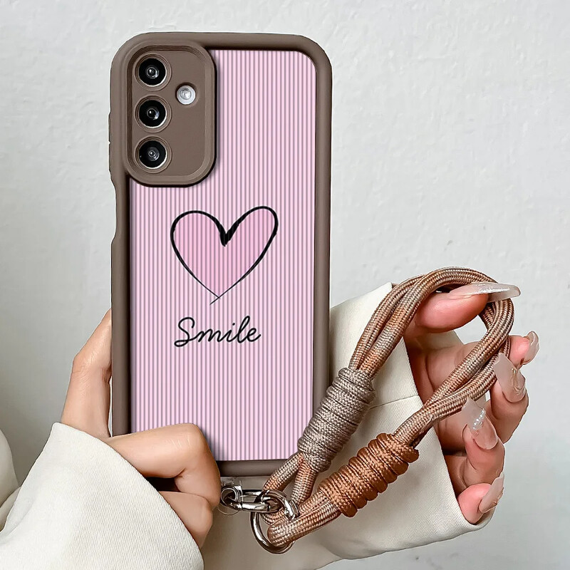 Telefonska torbica s lančićem za zapešće za Samsung A54 34 24 14 55 35 25 73 53 33 23 71 51 31 21 72 52 32 22 13 12 Pink Love Heart Cover