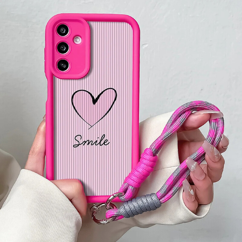 Telefonska torbica s lančićem za zapešće za Samsung A54 34 24 14 55 35 25 73 53 33 23 71 51 31 21 72 52 32 22 13 12 Pink Love Heart Cover