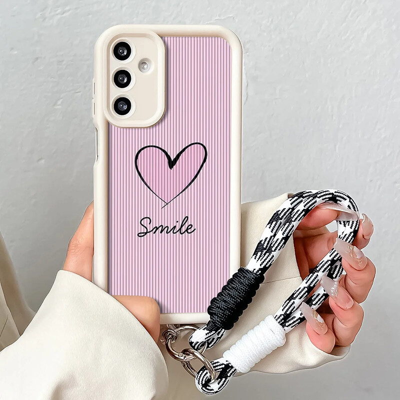 Telefonska torbica s lančićem za zapešće za Samsung A54 34 24 14 55 35 25 73 53 33 23 71 51 31 21 72 52 32 22 13 12 Pink Love Heart Cover