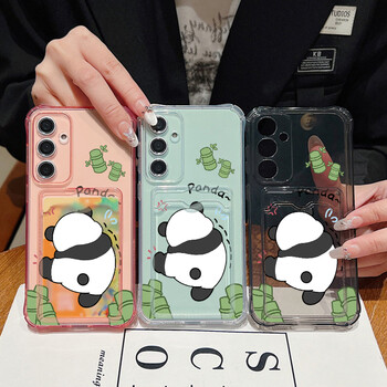 Θήκη Panda Για Samsung Galaxy S24 S23 S22 Ultra Plus S24 FE A55 A53 A54 A52 A15 A14 A16 A35 A34 5G Τσέπη κάρτας Διαφανές κάλυμμα τηλεφώνου