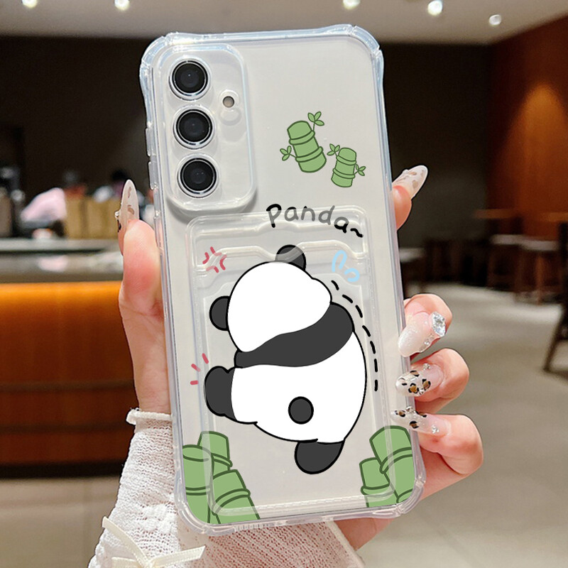 Panda torbica za Samsung Galaxy S24 S23 S22 Ultra Plus S24 FE A55 A53 A54 A52 A15 A14 A16 A35 A34 5G džep za kartice Prozirna maska za telefon
