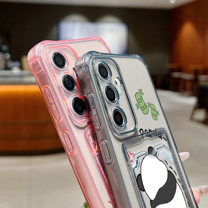 Panda torbica za Samsung Galaxy S24 S23 S22 Ultra Plus S24 FE A55 A53 A54 A52 A15 A14 A16 A35 A34 5G džep za kartice Prozirna maska za telefon