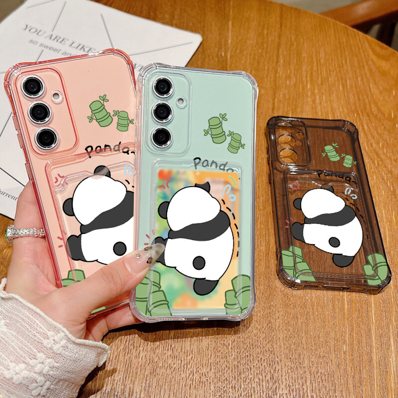 Panda torbica za Samsung Galaxy S24 S23 S22 Ultra Plus S24 FE A55 A53 A54 A52 A15 A14 A16 A35 A34 5G džep za kartice Prozirna maska za telefon
