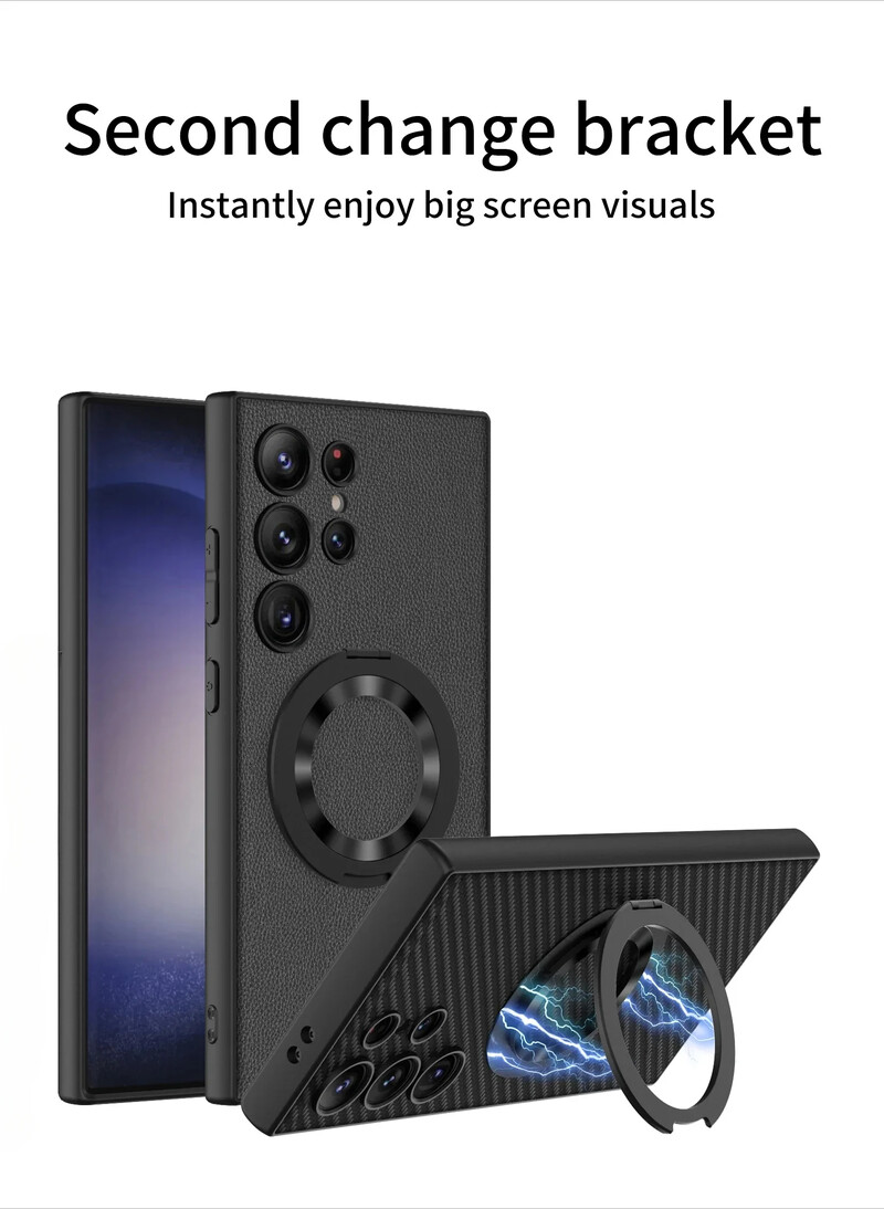 Kožna telefonska torbica s magnetskim postoljem za Samsung Galaxy S25 S24 Plus S23 Ultra otporna na udarce