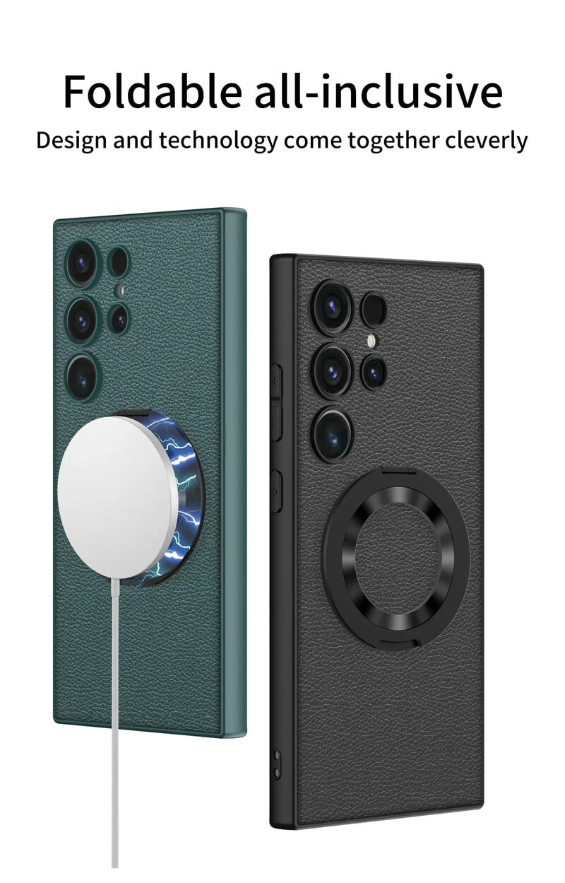 Kožna telefonska torbica s magnetskim postoljem za Samsung Galaxy S25 S24 Plus S23 Ultra otporna na udarce