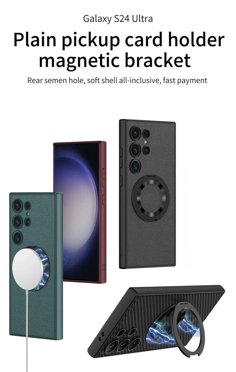 Kožna telefonska torbica s magnetskim postoljem za Samsung Galaxy S25 S24 Plus S23 Ultra otporna na udarce
