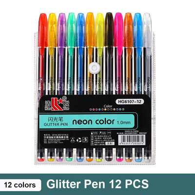 Set de culori 12/60 de culori, cu sclipici metalice, pixuri cu gel pentru birou școlar, cărți de colorat pentru adulți, jurnalele pentru desen, marcatori de artă, rechizite pentru pixuri