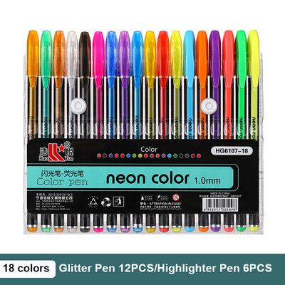 Set de culori 12/60 de culori, cu sclipici metalice, pixuri cu gel pentru birou școlar, cărți de colorat pentru adulți, jurnalele pentru desen, marcatori de artă, rechizite pentru pixuri