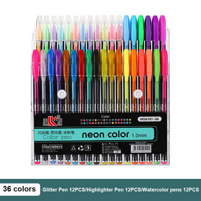Set de culori 12/60 de culori, cu sclipici metalice, pixuri cu gel pentru birou școlar, cărți de colorat pentru adulți, jurnalele pentru desen, marcatori de artă, rechizite pentru pixuri