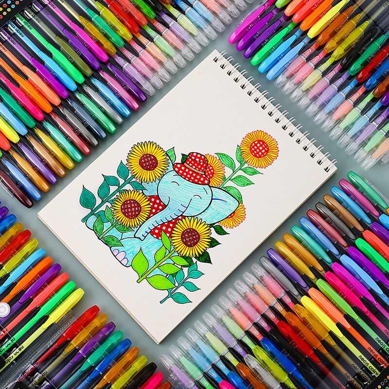 Set de culori 12/60 de culori, cu sclipici metalice, pixuri cu gel pentru birou școlar, cărți de colorat pentru adulți, jurnalele pentru desen, marcatori de artă, rechizite pentru pixuri