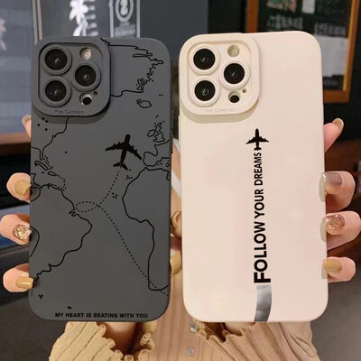 Θήκη τηλεφώνου Desian Airplane Route Desian για ταξίδια για Samsung Galaxy S23 Ultra S22 Plus S21 FE A14 A34 A54 A33 A53 A32 Μαλακό κάλυμμα